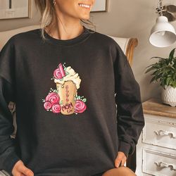 mom life sweatshirt, mothers day sweatshirt, coffee and rose with heart sweatshirt, mom life sweatshirt, new mom gift, m
