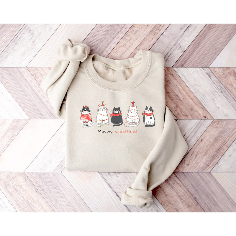 Cute Cat Christmas Sweatshirt, Cat Lover Gift For Christmas, Womens Christmas Sweatshirt, Holiday Sweatshirt, Cat Mom Shirt, Winter Shirt.jpg
