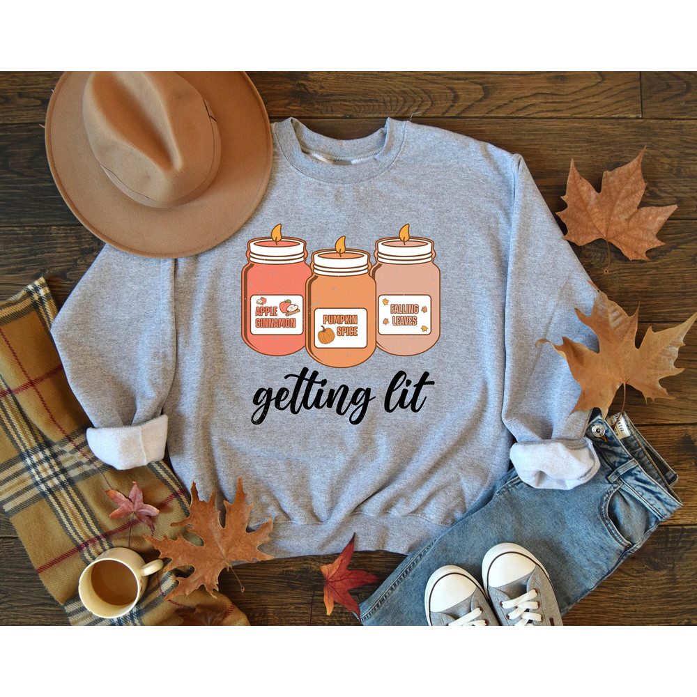 Getting Lit fall Shirt, Pumpkin Shirt, Getting Lit Candles Shirt, Fall Outfit, Fall Bachelorette Party Shirt,Thanksgiving shirt, Fall Shirt.jpg