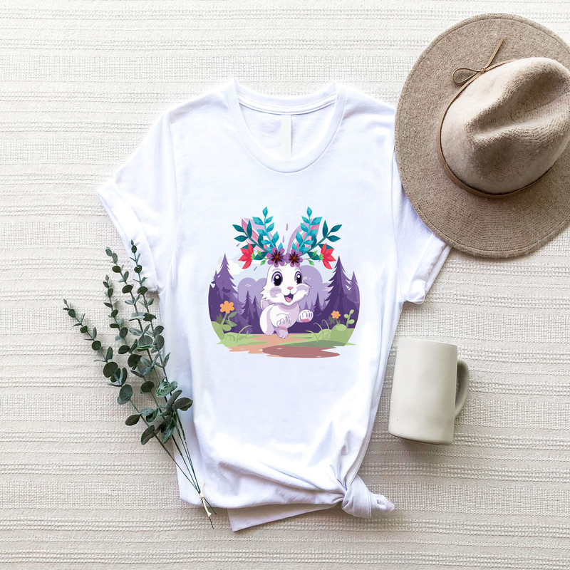 Easter T-shirt, Womens Easter Shirt, Floral Rabbit Sweatshirt, Bunny Shirt, Botanical Rabbit Sweatshirt, Easter Hoodie, Easter Gift.jpg