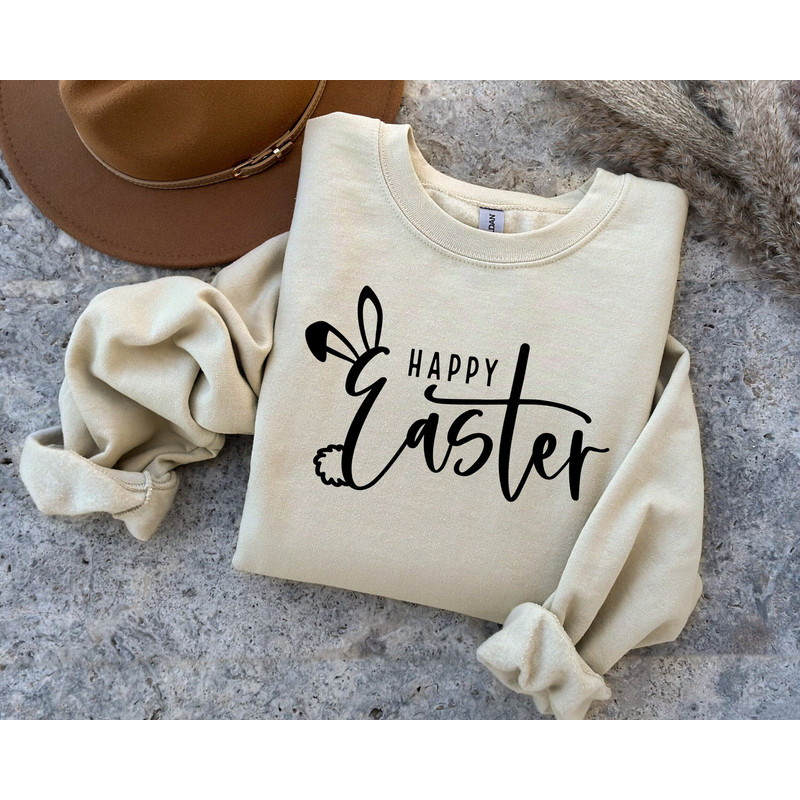 Happy Easter Sweatshirt, Easter Sweatshirt, Easter Bunny Shirt, Easter Day, Christian Easter Shirt, Easter Matching Shirt, Easter Gift.jpg