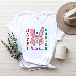 kids easter t-shirt, custom baby bunny shirt, personalized boys and girls name easter tee, easter bunny gift, cute easte