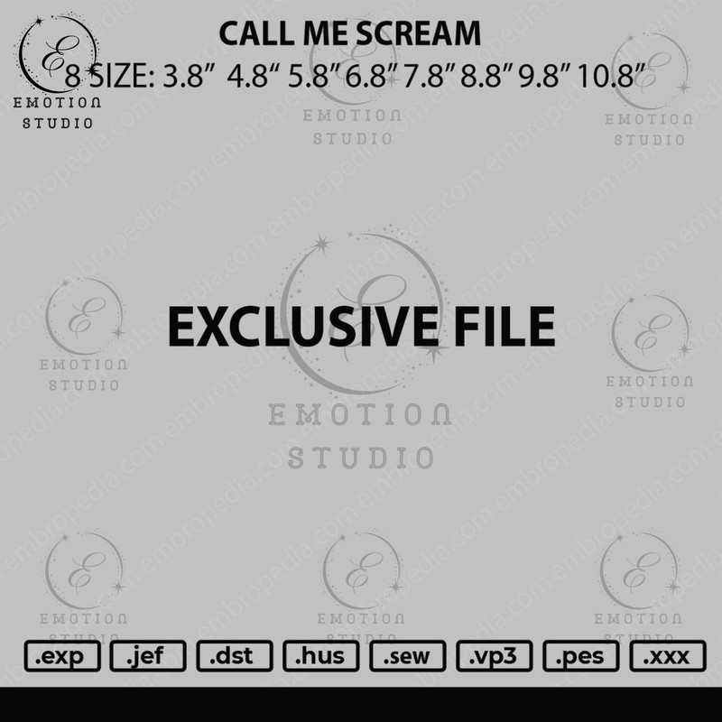 Call Me Scream Embroidery File 8 sizes.jpg