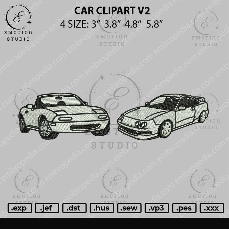 Car Clipart V2 Emnbroidery File 4 size.jpg