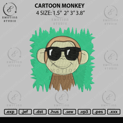 cartoon monkey embroidery file 4 size, embroidery design