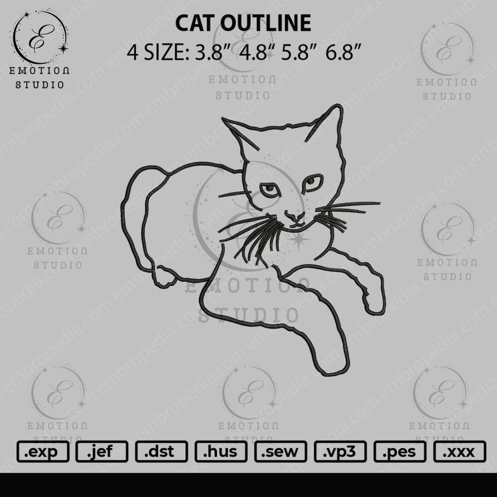 Cat Outline Embroidery File 4 size.jpg