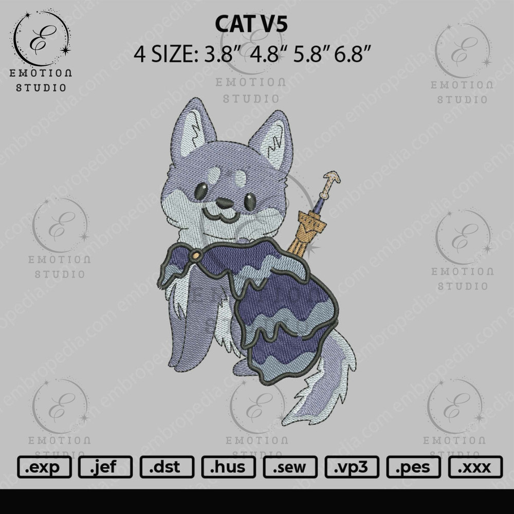 Cat V5 Embroidery File 4 size.jpg