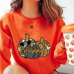 blessed pumpkin sweatshirt, thankful grateful blessed shirt, thanksgiving shirt, buffalo plaid thanksgiving shirt, thank