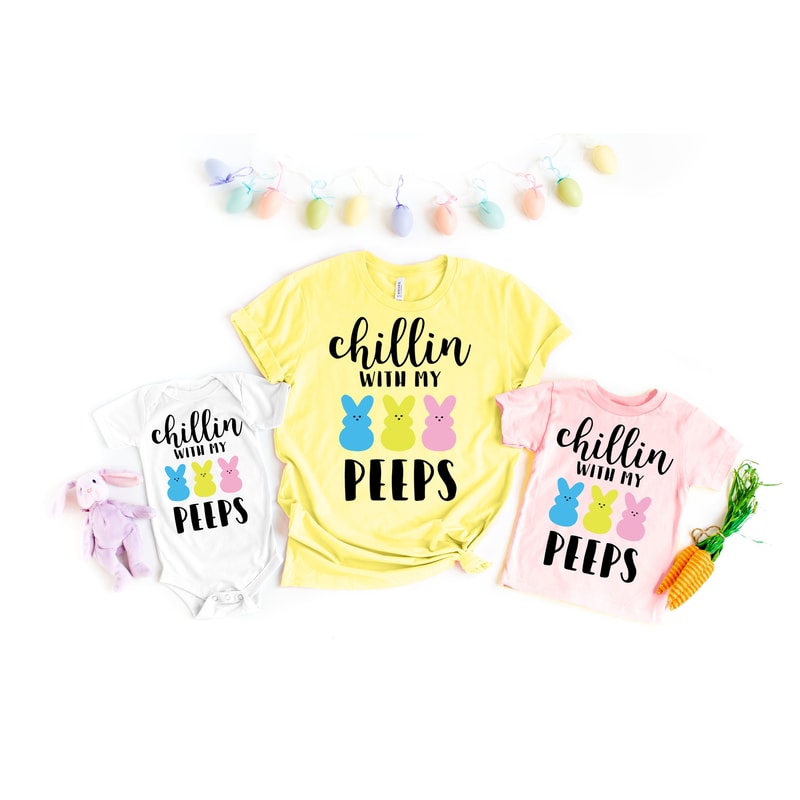 Chillin With My Peeps Easter Shirt, Bunny With Glasses Shirt,Kids Easter Shirt,Cute Easter Shirt,Easter Day Shirt, Easter Bunny Shirt.jpg