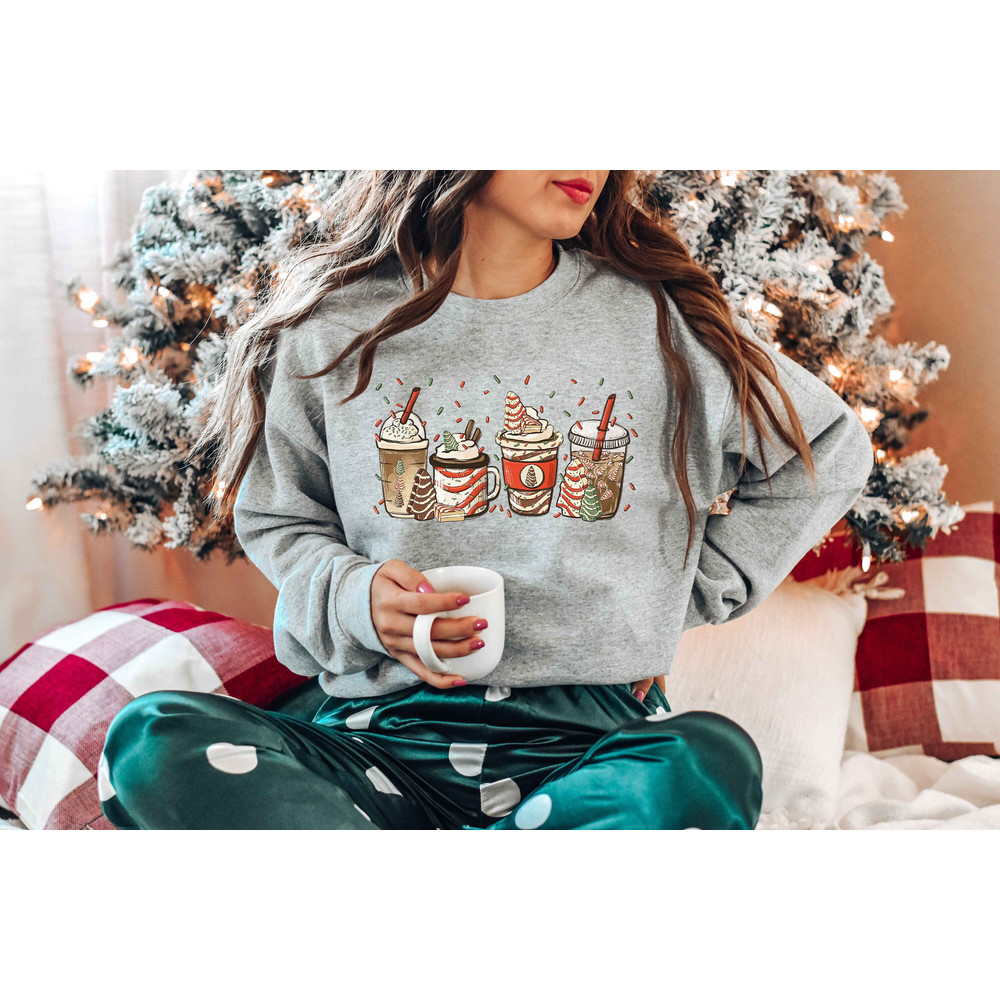 Christmas Coffee Shirt, Peppermint Iced Latte Snowmen Sweets Snow Warm Cozy Winter Women Shirt, Christmas Latte Shirt.jpg