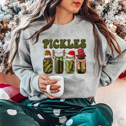 christmas pickle sweatshirt, christmas season sweatshirt, pickle lovers shirt, christmas pickles sweater, pickles crewne