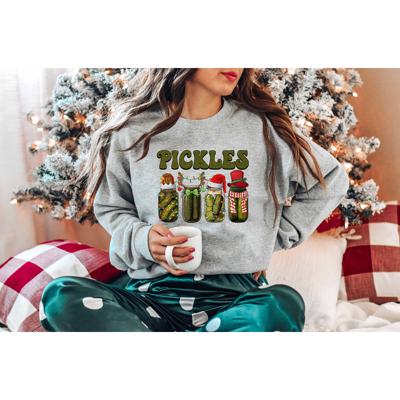 Christmas Pickle Sweatshirt, Christmas Season Sweatshirt, Pickle Lovers Shirt, Christmas Pickles Sweater, Pickles Crewneck, New Year Shirt.jpg
