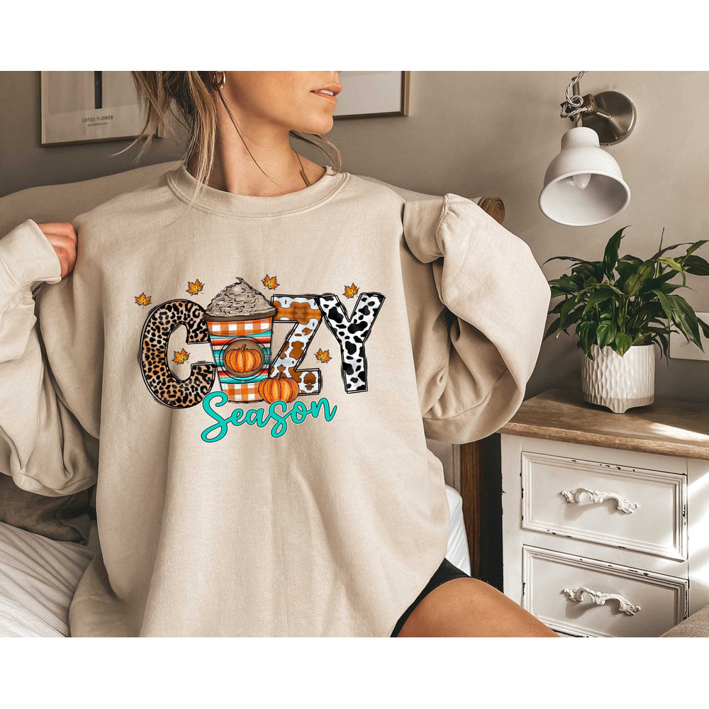 Cozy Season Fall Sweatshirt, Happy Thanksgiving,Hello Pumpkin Sweatshirt,Fall Coffee Shirt, Hot Coffee Shirt, Coffee Lovers Shirt, Pumpkin.jpg