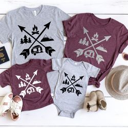 crossed arrow camping family shirt, camping crew shirt, happy camper shirt, camping caravan shirt, hiking, nature lover