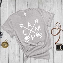 crossed arrow camping shirt, camping crew shirt, happy camper shirt, camping buddie, hiking, nature lover gift,adventure