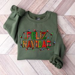 feliz navidad sweatshirt, spanish merry christmas shirt, christmas light shirt, christmas family matching,family shirt,c