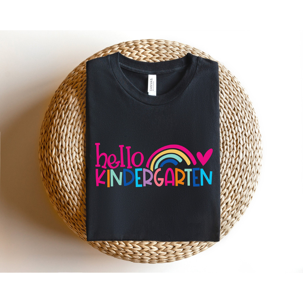 Kindergarten Teacher Shirt, Gift for Kindergarten Teacher, Kindergarten Rainbow Shirt, Hello Kindergarten Shirt, Kindergarten Team Shirt.jpg