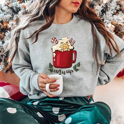 meowy christmas shirt, christmas cat shirt, christmas hot chocolate shirt, cat lover shirt, christmas gift, christmas gi