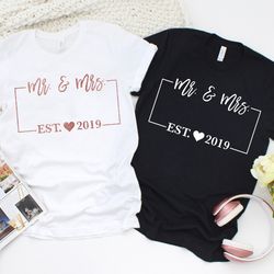 mr and mrs, mr and mrs shirts, honeymoon shirts, newlywed shirts, wedding shirt, wife and hubs shirts, just married shir