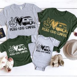 peace love camping, camping crew shirt, happy camper shirt, camping caravan shirts, family matching camping shirts, natu