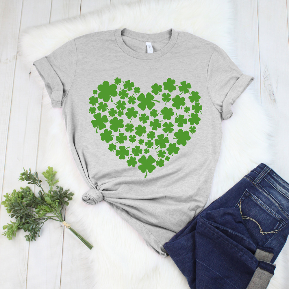 Shamrock Heart Shirt, Lucky Charm Shirt, St. Patricks Day Shirt, Shamrock Lucky Shirt, Four Leaf Clover, Shamrock, Irish Tshirt.jpg