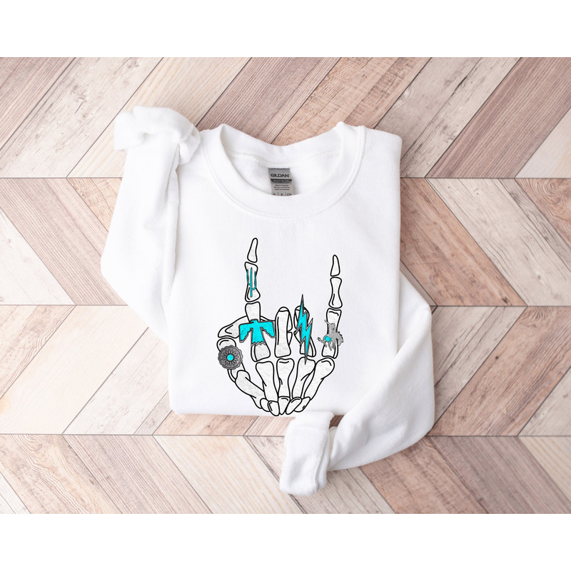 Skeleton Hand Sweatshirt, Skeleton Rock Shirt, Tiffany Skeleton Hand, Halloween Shirt, Pastel Goth, Funny Halloween Shirt, Halloween Party.jpg