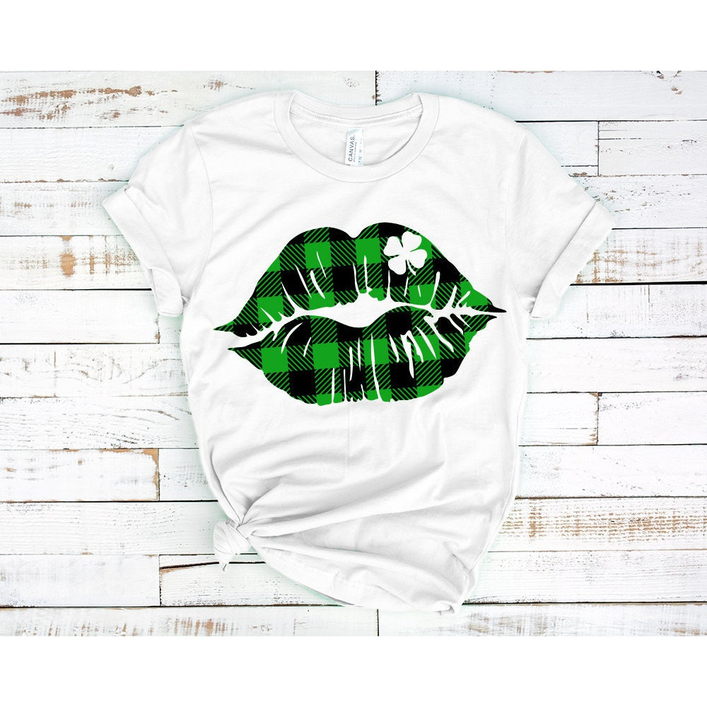 St. Patricks Day Shirt, Lucky Shirt, Shamrock Lucky Lips, Four Leaf Clover, Shamrock Shirts, Saint Patrick's Day, Irish Tshirt.jpg
