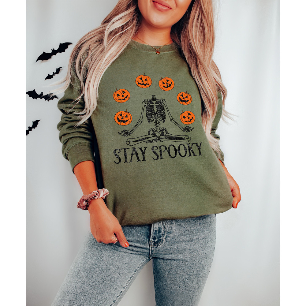 Stay Spooky Sweatshirt, Skeleton Sweatshirt, Halloween Sweatshirt, Fall Sweatshirt, Gift for Her, Gift for Men, Hallowen Woman Sweatshirt 1.jpg