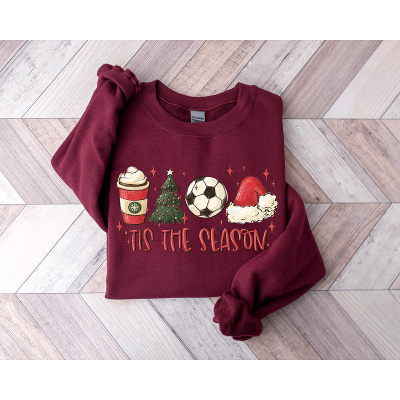 Tis The Season Sweatshirt, Christmas Tis The Season Sweatshirt, Merry Christmas Shirt, Christmas Soccer Sweatshirt, Cute Winter Sweatshirt.jpg
