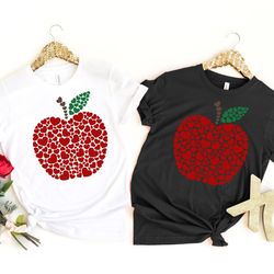 valentines day shirt, apple hearts shirt, teacher valentines day shirt, cute valentine shirt, valentines day gift, valen