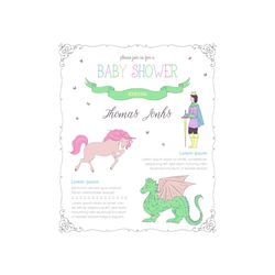 Baby Shower Prince Card Design Cinderella SVG