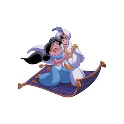 Aladdin & Jasmine On The Magic Flying Carpet PNG Vector