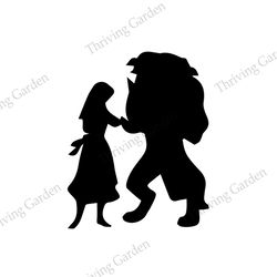 disney cartoon beauty and the beast couples silhouette svg