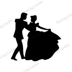 disney prince charming and princess cinderella dancing silhouette svg