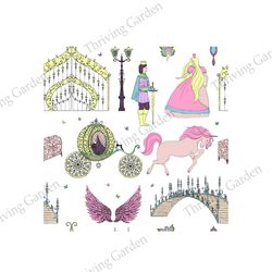 princess and knight seamless pattern disney cinderella sticker svg