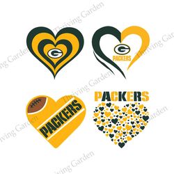Green Bay Packers Heart Logo SVG, Football Lovers SVG, NFL SVG, Sport Fan SVG, Digital Download