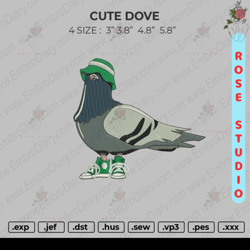 cute dove embroidery, embroidery file, embroidery design