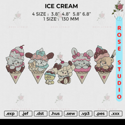 ice cream embroidery, embroidery file, embroidery design - rose svg