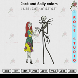 jack and sally colors, embroidery file, embroidery design