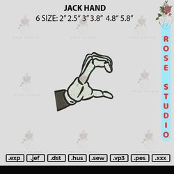 jack hand embroidery file 6 sizes, embroidery file, embroidery design