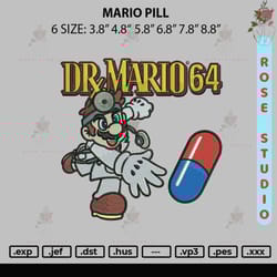 mario pill embroiery, embroidery file, embroidery design - rose svg