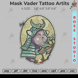 mask vader tattoo artist, embroidery file, embroidery design