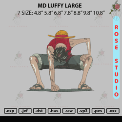 md luffy large embroidery, embroidery file, embroidery design