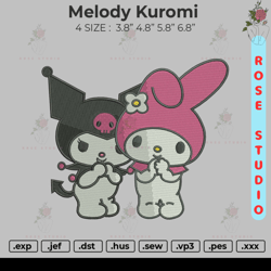 melody kuromi embroidery, embroidery file, embroidery design - rose svg
