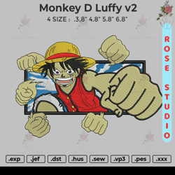 monkey d luffy v2, embroidery file, embroidery design