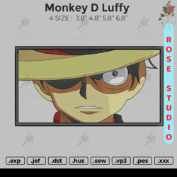 monkey d luffy embroidery, embroidery file, embroidery design