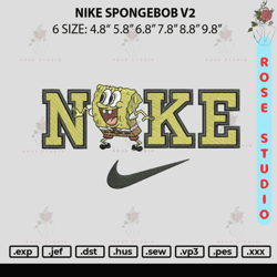 nike spongebob v2 embroidery file 6 sizes, embroidery file, embroidery design - rose svg