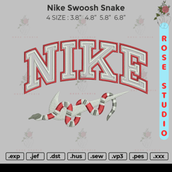 nike swoosh snake embroidery, embroidery file, embroidery design