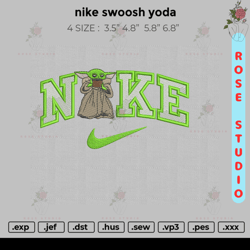 nike swoosh yoda, embroidery file, embroidery design