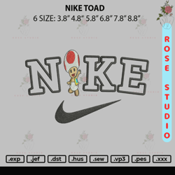 nike toad embroidery file 6 sizes, embroidery file, embroidery design